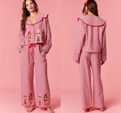 Nutcracker Gingham Christmas Pajamas Red