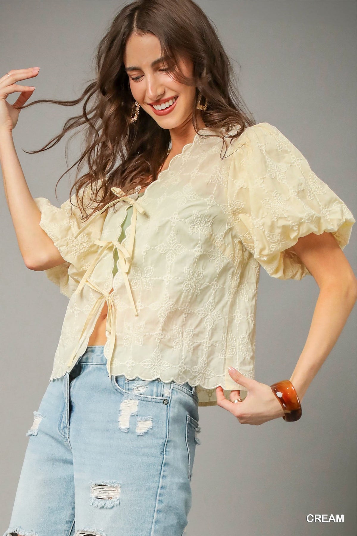 Vintage Eyelet Top Cream