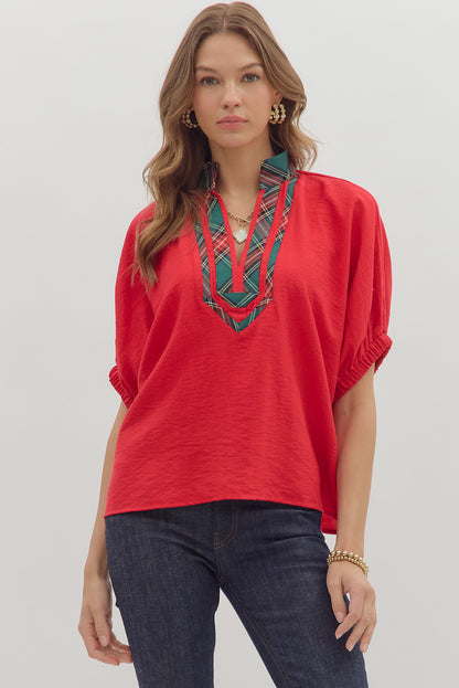 Joyful Dolman Holiday Top Red