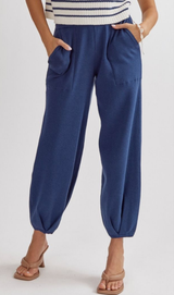 Freya Knit Pants Navy Blue