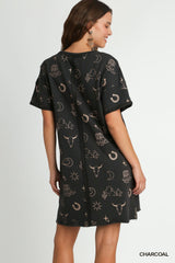 Howdy Graphic Dress Charcoal