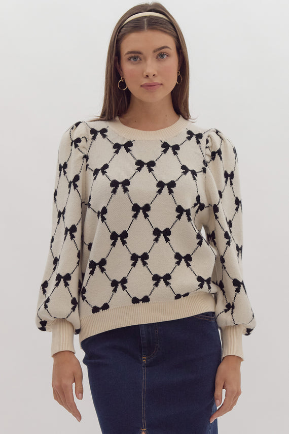 Bow Knit Sweater Ecru