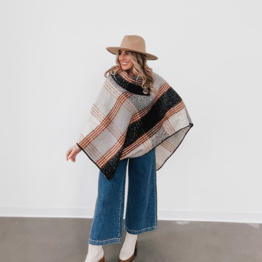 Bianca Button Neck Poncho