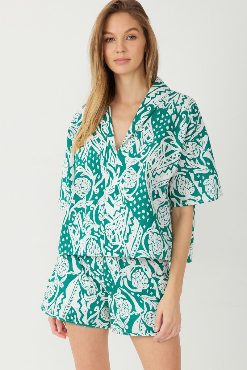 Chic Green Multi Print Set