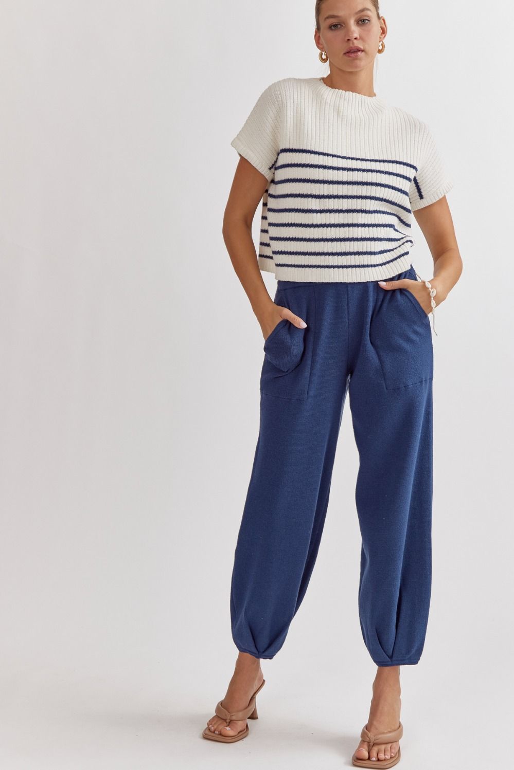 Freya Knit Pants Navy Blue