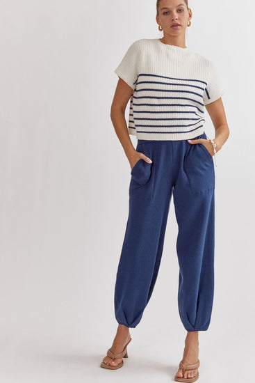Freya Knit Pants Navy Blue