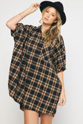 Like The First Time Black Plaid Tunic Dress