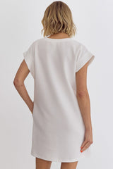 Sequin Stripe Dress White