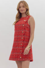 Holiday Red Tweed Dress