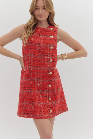 Holiday Red Tweed Dress