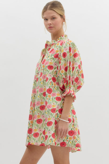 Red Peony Mini Dress