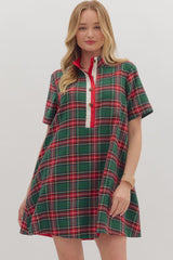 Tis The Season Plaid Dress Green