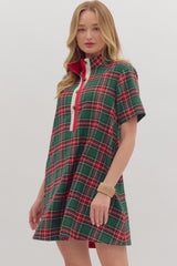 Tis The Season Plaid Dress Green