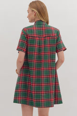 Tis The Season Plaid Dress Green