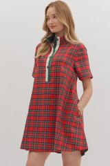 Tis The Season Plaid Dress Red