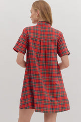 Tis The Season Plaid Dress Red