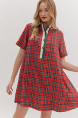 Tis The Season Plaid Dress Red