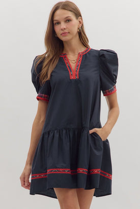 Merry Days Holiday Dress Navy Blue