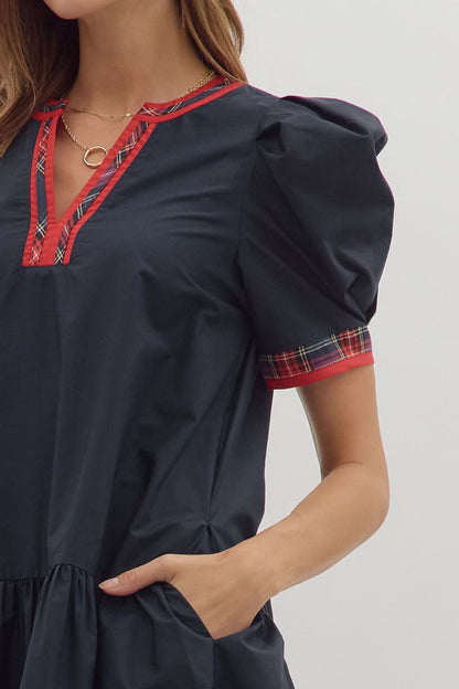 Merry Days Holiday Dress Navy Blue