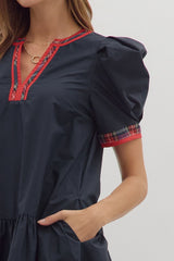 Merry Days Holiday Dress Navy Blue