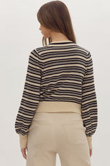 Sophisticated Woman Striped Knit Cardigan