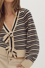 Sophisticated Woman Striped Knit Cardigan