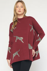 Poncho Tunic Sweater Burgundy