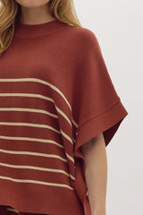 Kylie Striped Sweater Top Rust