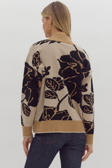 Majestic Floral Mock Neck Half Zip Sweater