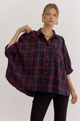 Fall Fever Oversized Plaid Button Down