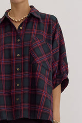 Fall Fever Oversized Plaid Button Down