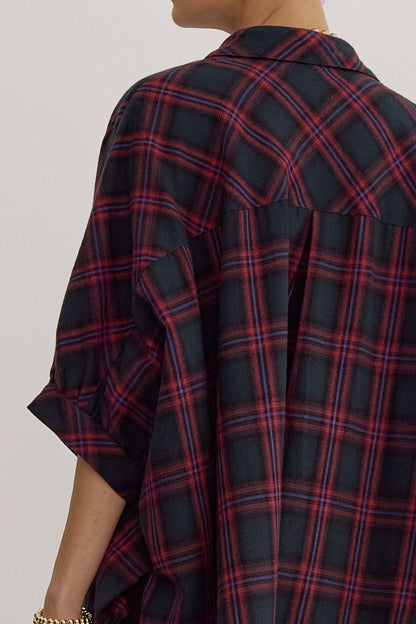 Fall Fever Oversized Plaid Button Down