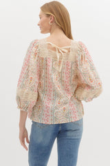 Island Of Flowers Cotton Floral Lace Blouse