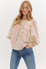 Island Of Flowers Cotton Floral Lace Blouse