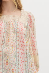 Island Of Flowers Cotton Floral Lace Blouse