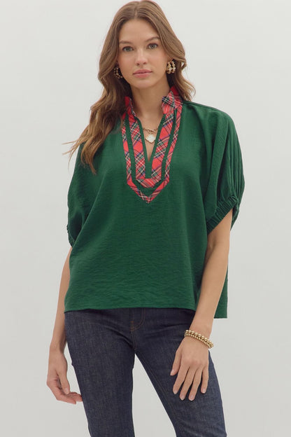 Joyful Dolman Holiday Top Green