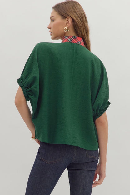 Joyful Dolman Holiday Top Green