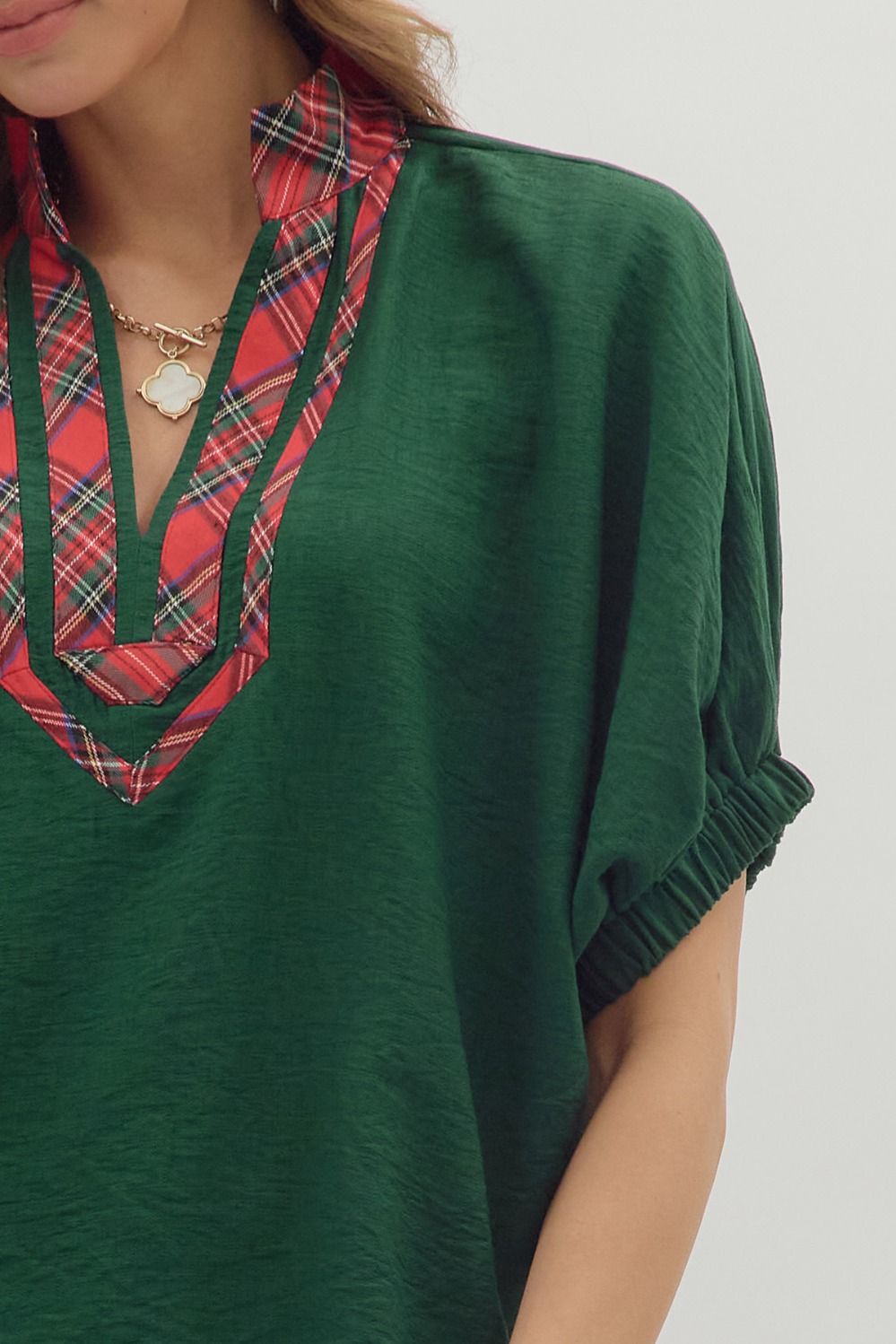 Joyful Dolman Holiday Top Green