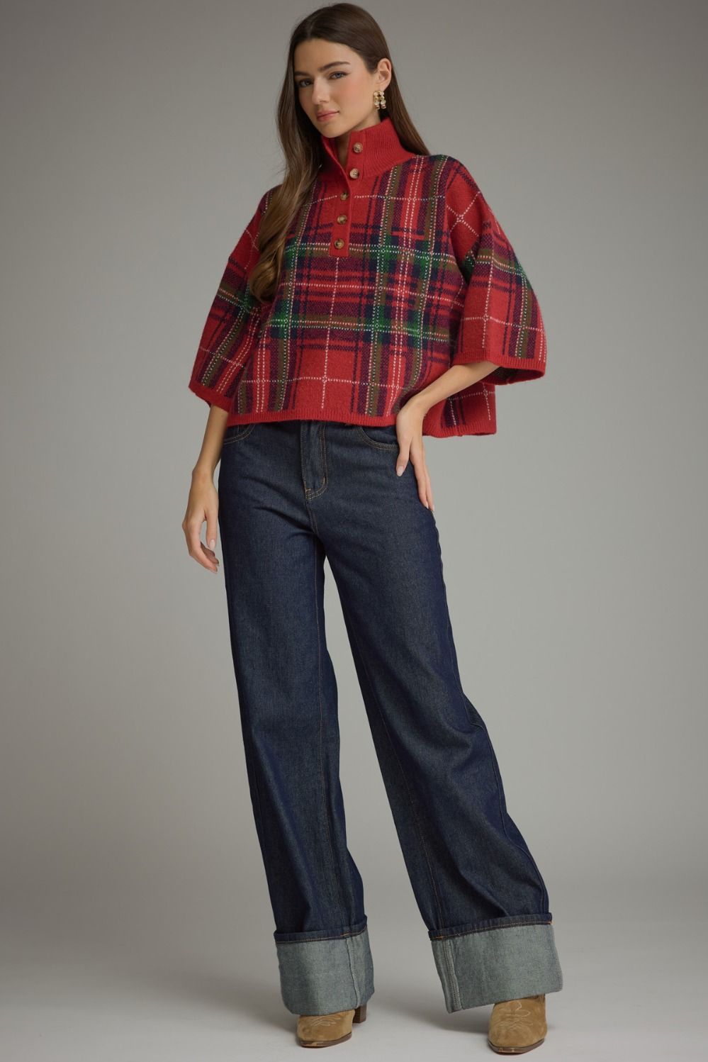 Plaid to be Here Holiday Sweater Red