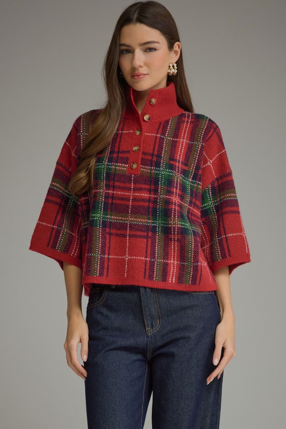 Plaid to be Here Holiday Sweater Red