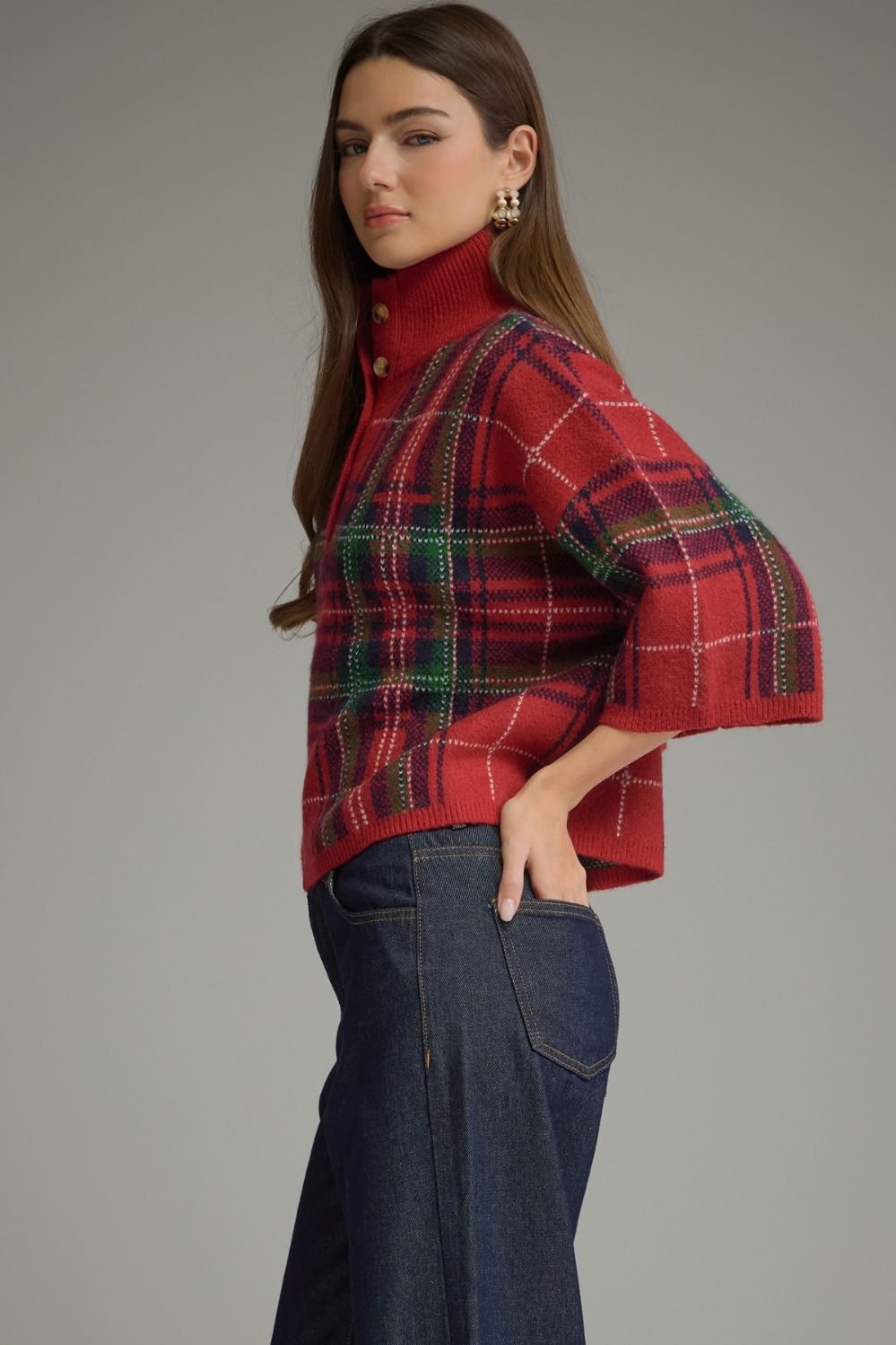 Plaid to be Here Holiday Sweater Red