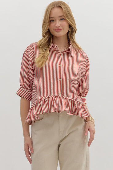 Going Places Striped Top Brick