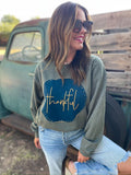 Thankful Fall Sweatshirt Olive Green