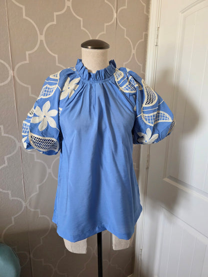 Glam Time Embroidered Sleeve Top