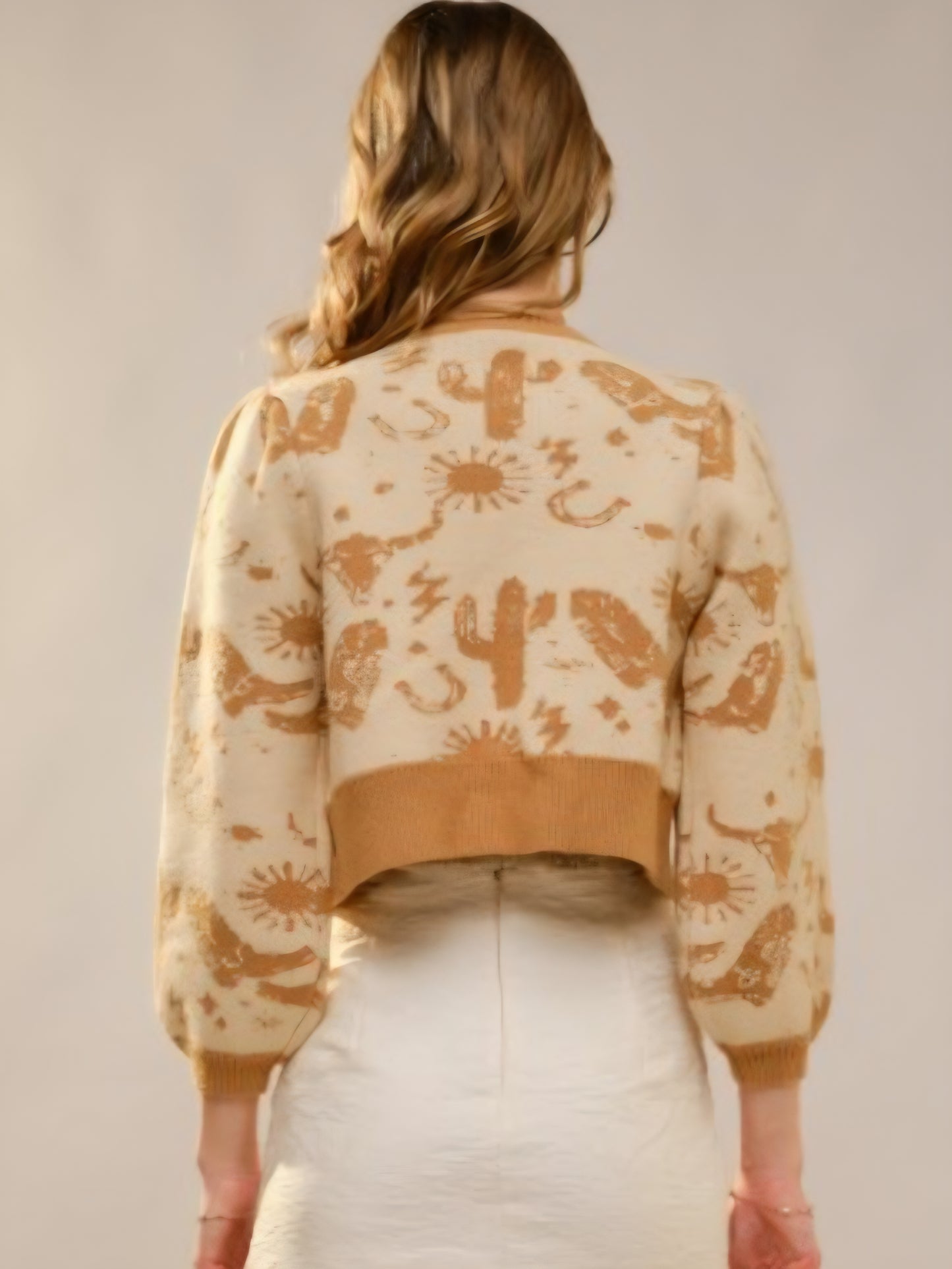 Western Motif Tie Front Cardigan