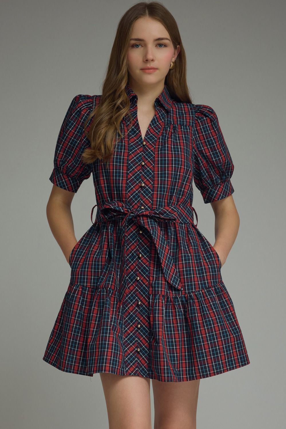 The Allie Plaid Dress Navy