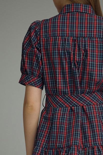 The Allie Plaid Dress Navy