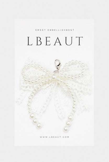Pearl and Lace Bow Shoe Charms