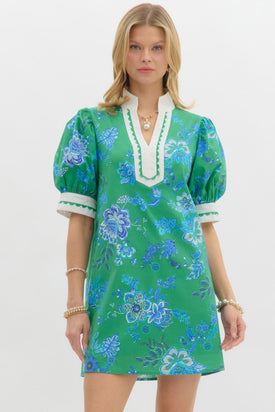 Chic Floral Mini Dress Green