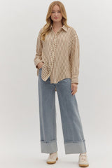 The Lovely Striped Top Brown